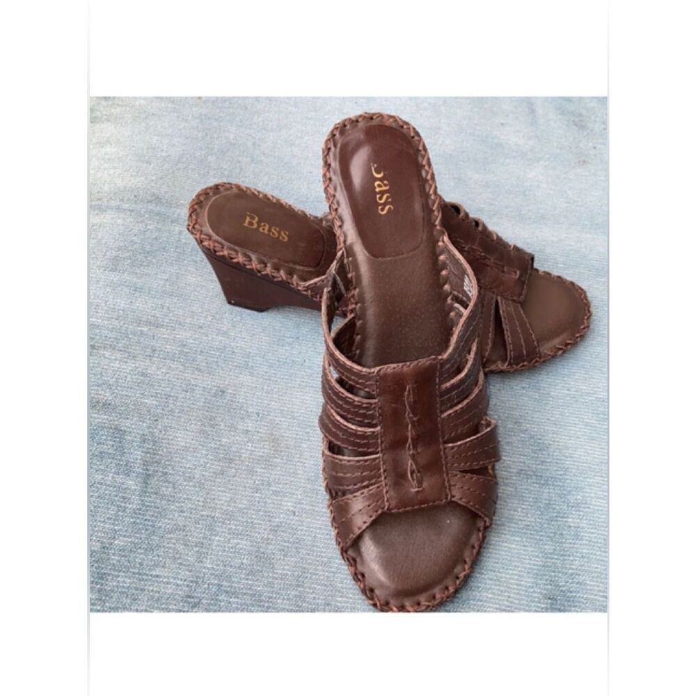 Bass Women's Brown Leather Slide Sandals Size 8M